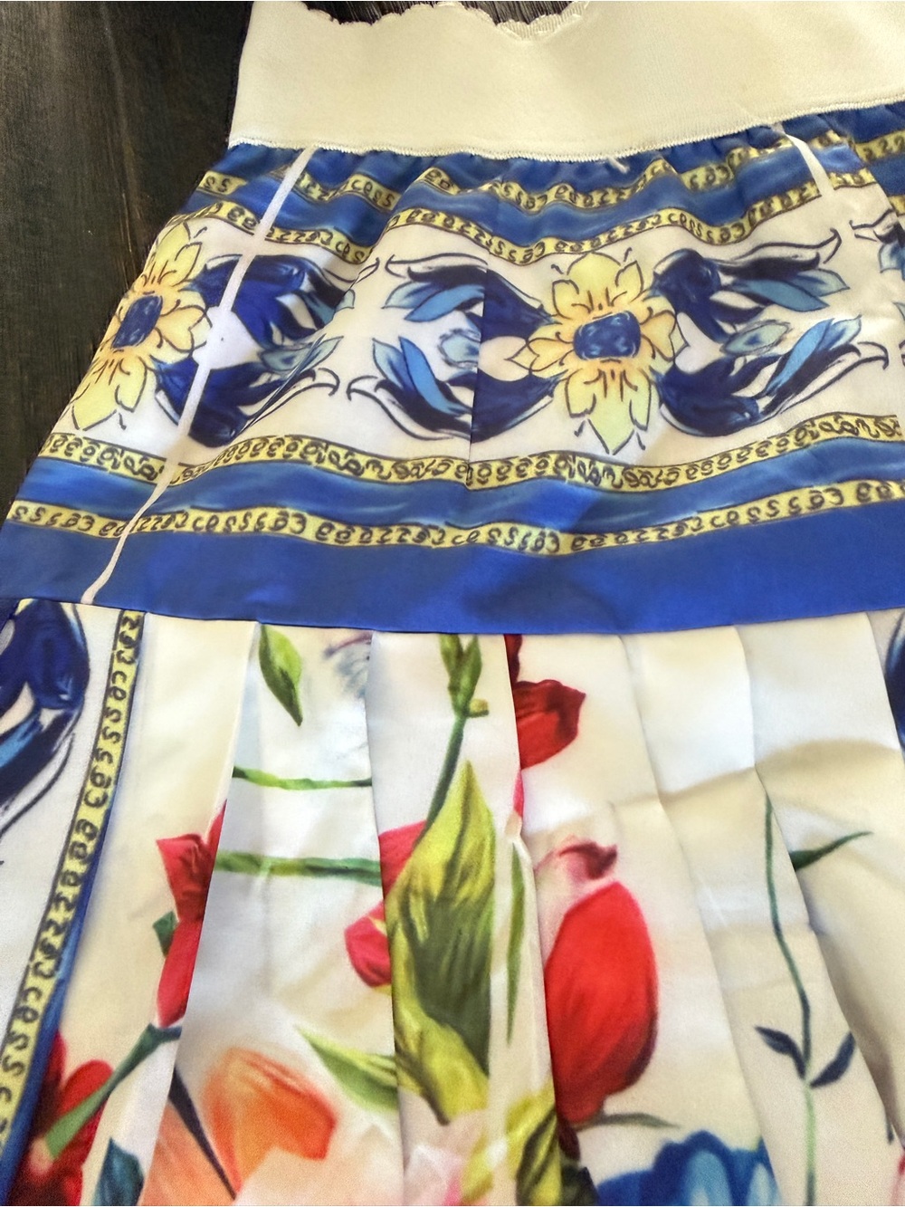 Floral Blue & White Maxi Skirt with Vibrant Print (Unworn) - Picture 4 of 9